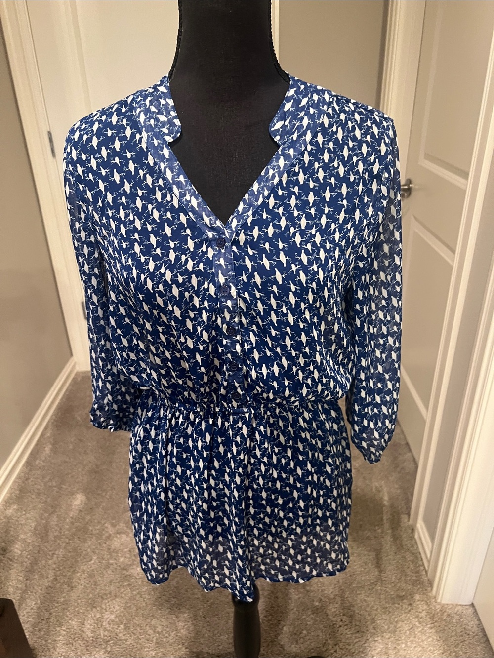 🎯 2/$5 Mossimo Supply Co. Navy and White Printed Tunic